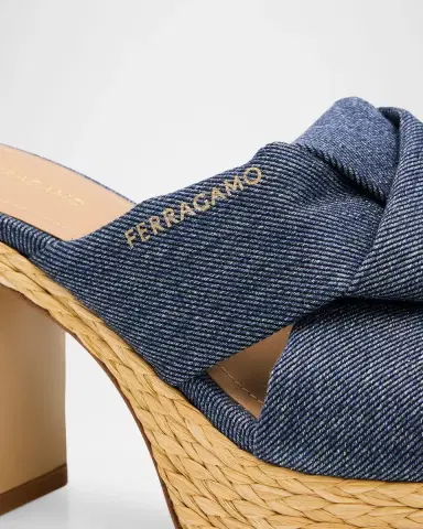 Ferragamo 85mm Douglas Platform Denim Mule Sandals | Thumbnail 3 Ferragamo 85mm Douglas Platform Denim Mule Sandals | Thumbnail 3