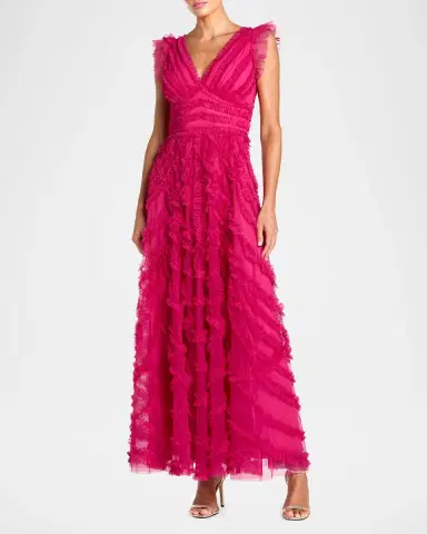 Mac Duggal Ruffled Mesh Midi Dress | Thumbnail 2