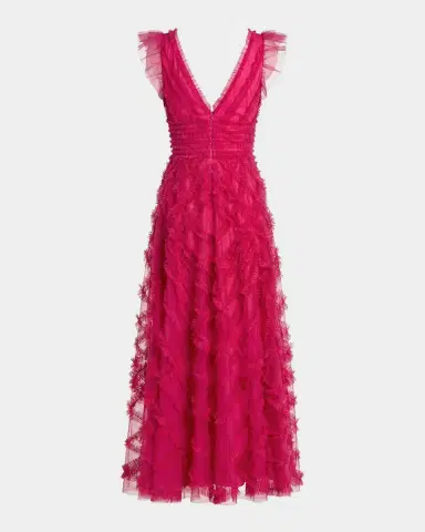 Mac Duggal Ruffled Mesh Midi Dress | Thumbnail 5