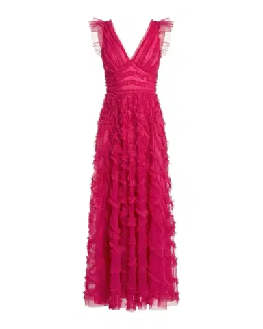 Mac Duggal Ruffled Mesh Midi Dress | Thumbnail 1
