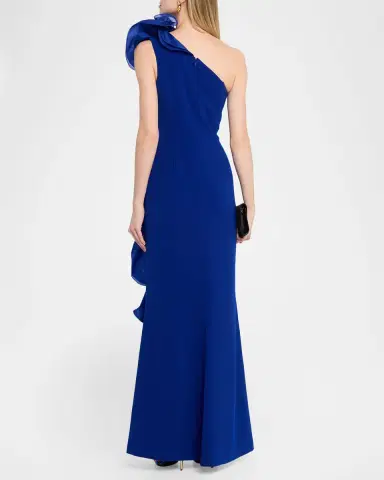 Rickie Freeman for Teri Jon One-Shoulder Ruffle Column Gown | Thumbnail 3