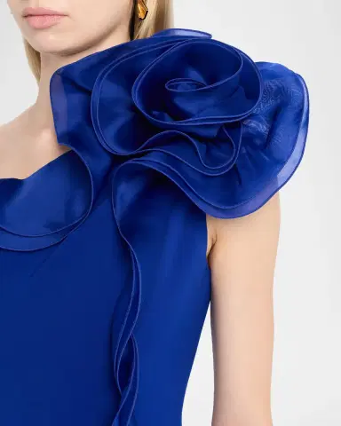 Rickie Freeman for Teri Jon One-Shoulder Ruffle Column Gown | Thumbnail 5