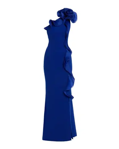 Rickie Freeman for Teri Jon One-Shoulder Ruffle Column Gown | Thumbnail 1