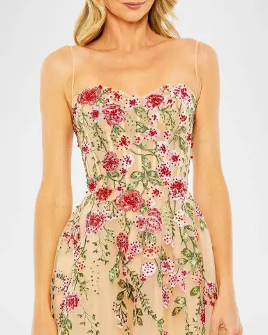 Mac Duggal Floral-Embroidered Tulle Midi Dress | Thumbnail 4 Mac Duggal Floral-Embroidered Tulle Midi Dress | Thumbnail 4