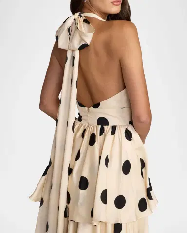 Mac Duggal Plunging Tiered Polka Dot Maxi Dress | Thumbnail 5 Mac Duggal Plunging Tiered Polka Dot Maxi Dress | Thumbnail 5