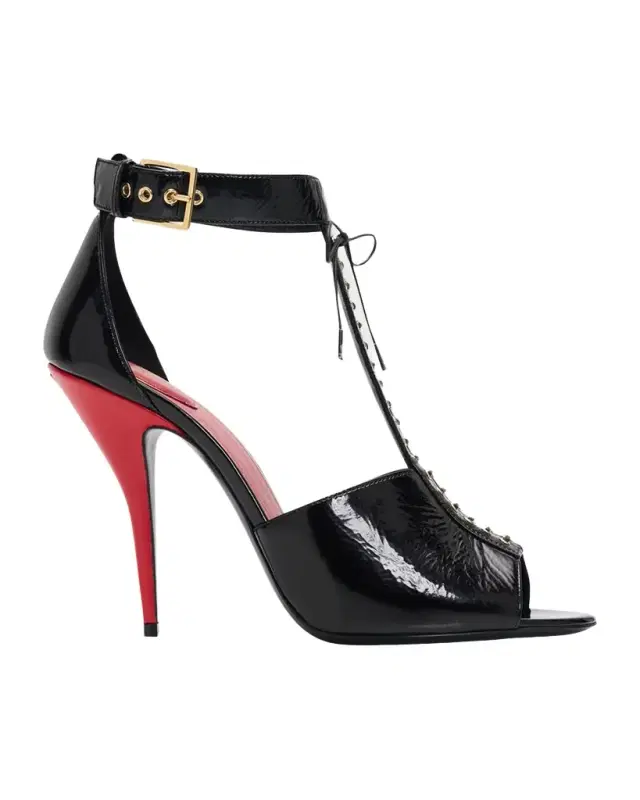 Valentino Garavani 105mm Patent Leather Bustier T-Strap Sandals