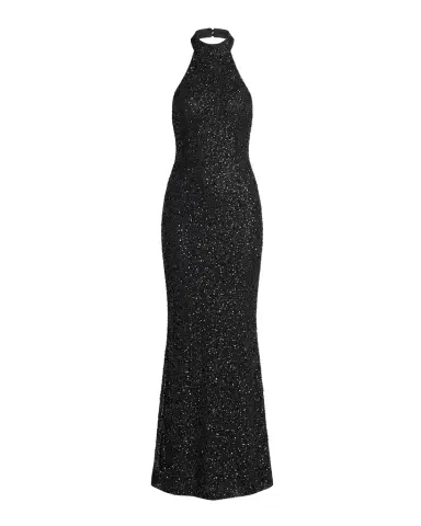 Mac Duggal Backless Beaded Halter Gown | Thumbnail 1 Mac Duggal Backless Beaded Halter Gown | Thumbnail 1