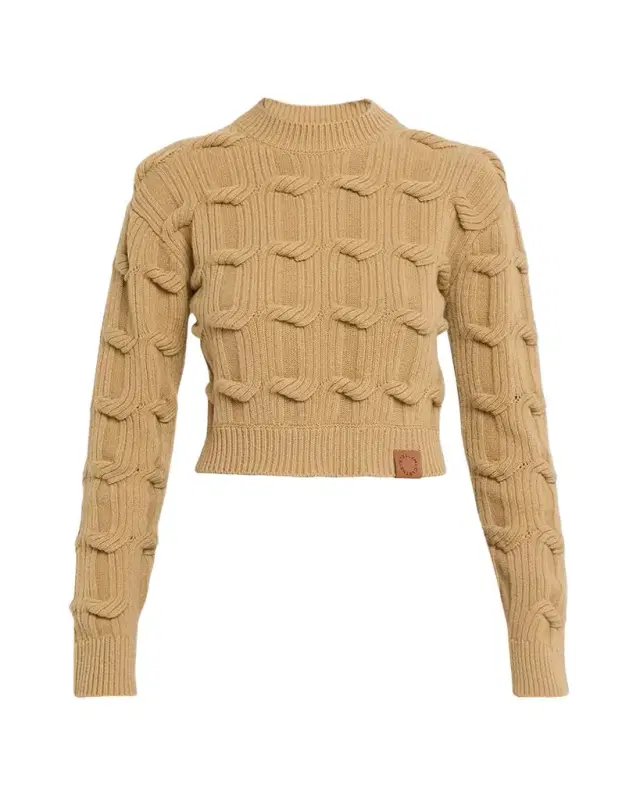 Stella McCartney Cable Knit Crop Crewneck Sweater