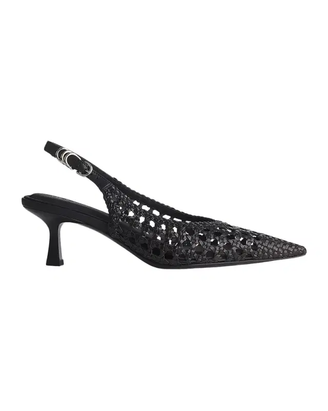 55mm Brynn Woven Leather Slingback Pumps