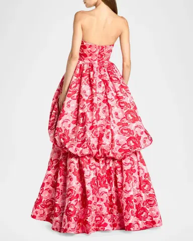 Mac Duggal Floral Brocade Bubble Hem Strapless Gown | Thumbnail 3