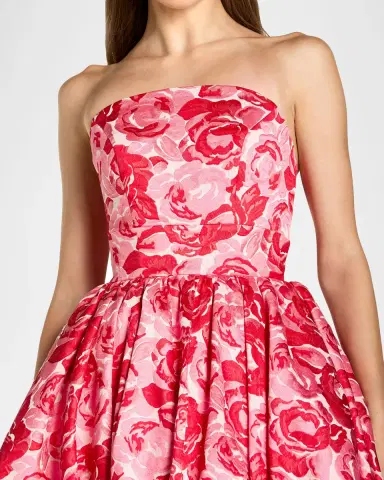 Mac Duggal Floral Brocade Bubble Hem Strapless Gown | Thumbnail 4
