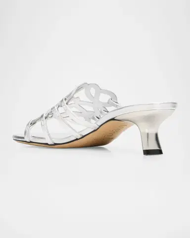Loewe x Paula's Ibiza 45mm Petal Anagram Metallic Leather Mule Sandals | Thumbnail 2 Loewe x Paula's Ibiza 45mm Petal Anagram Metallic Leather Mule Sandals | Thumbnail 2