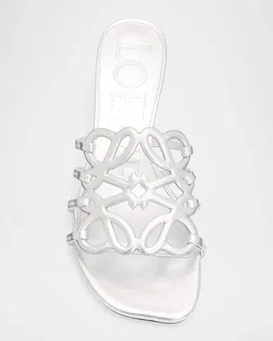Loewe x Paula's Ibiza 45mm Petal Anagram Metallic Leather Mule Sandals | Thumbnail 4 Loewe x Paula's Ibiza 45mm Petal Anagram Metallic Leather Mule Sandals | Thumbnail 4
