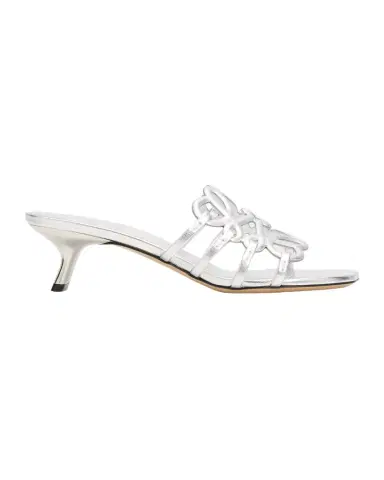 Loewe x Paula's Ibiza 45mm Petal Anagram Metallic Leather Mule Sandals | Thumbnail 1 Loewe x Paula's Ibiza 45mm Petal Anagram Metallic Leather Mule Sandals | Thumbnail 1