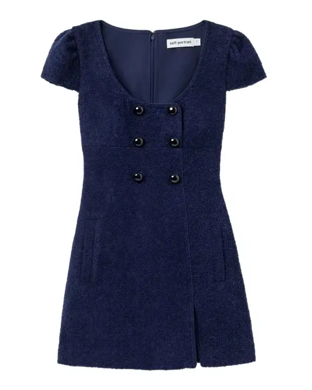 Self-Portrait Textured Boucle Mini Dress