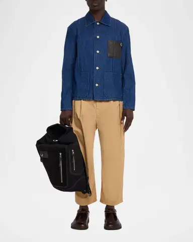 Loewe Men's Flex Roll-Top Canvas & Suede Backpack | Thumbnail 5 Loewe Men's Flex Roll-Top Canvas & Suede Backpack | Thumbnail 5