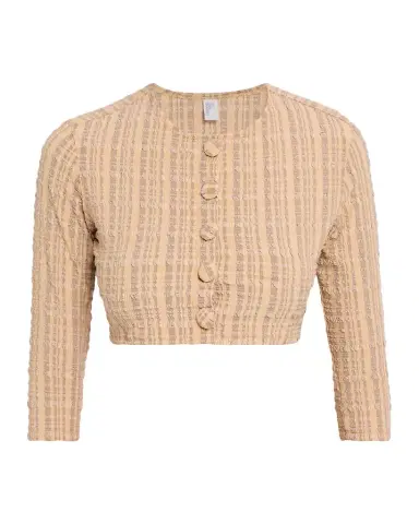 Lisa Marie Fernandez Seersucker Cropped Cardigan | Thumbnail 1 Lisa Marie Fernandez Seersucker Cropped Cardigan | Thumbnail 1