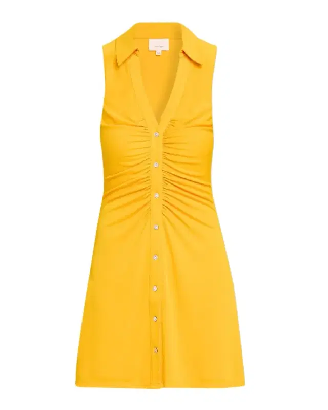 Melinda Gathered Button-Front Mini Dress