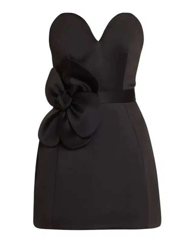 Satin Daisy Belted Dress