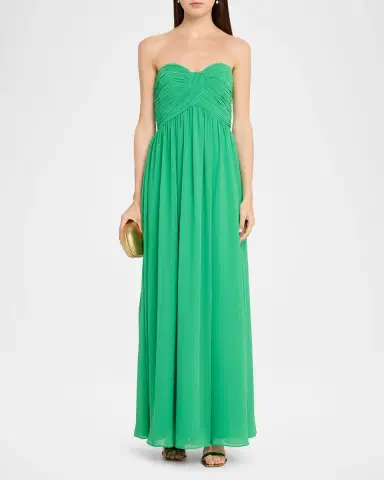 BADGLEY MISCHKA Strapless Draped Georgette Gown | Thumbnail 2 BADGLEY MISCHKA Strapless Draped Georgette Gown | Thumbnail 2