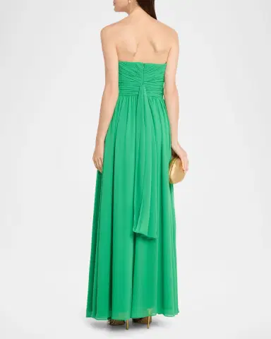 BADGLEY MISCHKA Strapless Draped Georgette Gown | Thumbnail 3 BADGLEY MISCHKA Strapless Draped Georgette Gown | Thumbnail 3