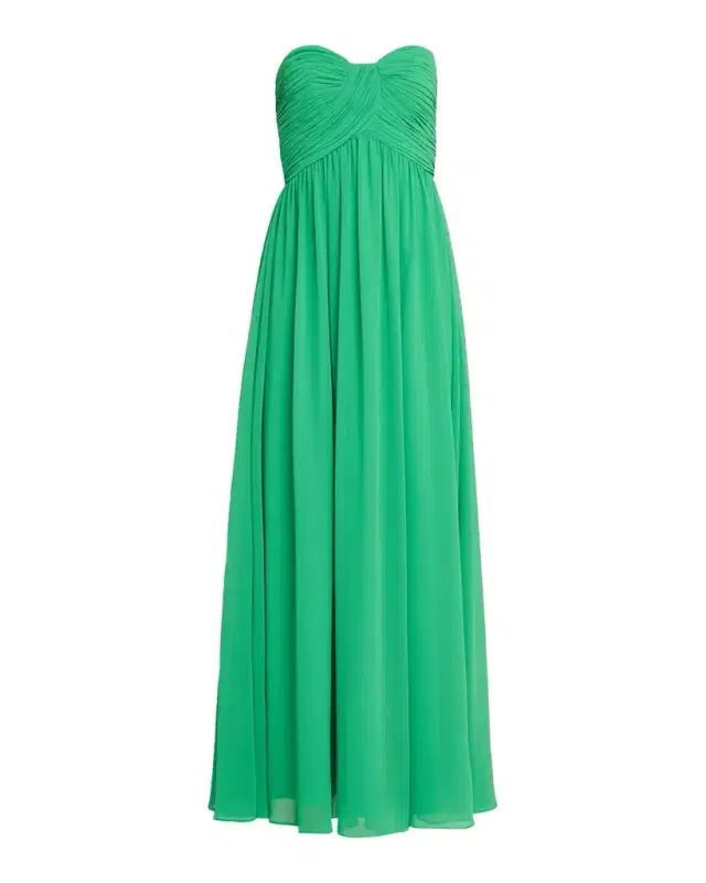 Badgley Mischka Strapless Draped Georgette Gown