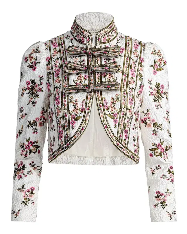 ALICE + OLIVIA Ilaria Embroidered Cropped Jacket