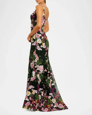 Mac Duggal Floral-Embroidered Mermaid Gown | Thumbnail 3