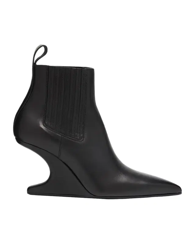 Leather Cantilever-Heel Ankle Boots