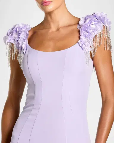 Mac Duggal Fringe-Cap-Sleeve Trumpet Gown | Thumbnail 4 Mac Duggal Fringe-Cap-Sleeve Trumpet Gown | Thumbnail 4