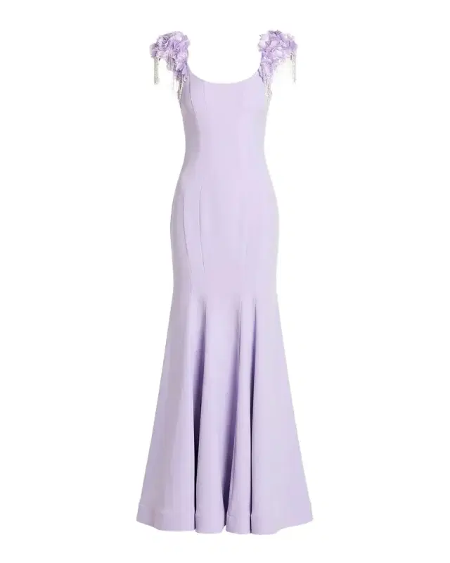 Mac Duggal Fringe-Cap-Sleeve Trumpet Gown