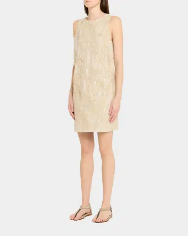 Brunello Cucinelli Dazzling Seabed Embroidered Techno Cotton Mini Dress | Thumbnail 4