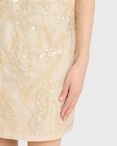 Brunello Cucinelli Dazzling Seabed Embroidered Techno Cotton Mini Dress | Thumbnail 5