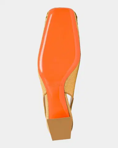 Santoni 50mm Lemon Raffia and Leather Slingback Pumps | Thumbnail 3 Santoni 50mm Lemon Raffia and Leather Slingback Pumps | Thumbnail 3