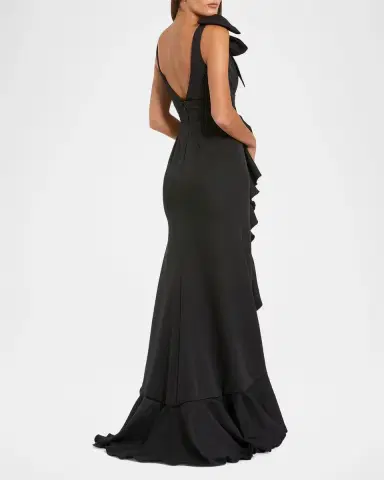 Mac Duggal Plunging High-Low Ruffle Crepe Gown | Thumbnail 3 Mac Duggal Plunging High-Low Ruffle Crepe Gown | Thumbnail 3