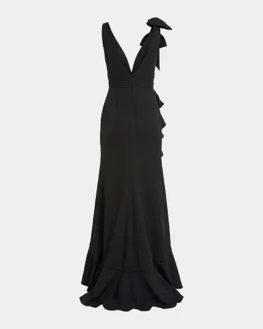 Mac Duggal Plunging High-Low Ruffle Crepe Gown | Thumbnail 5 Mac Duggal Plunging High-Low Ruffle Crepe Gown | Thumbnail 5