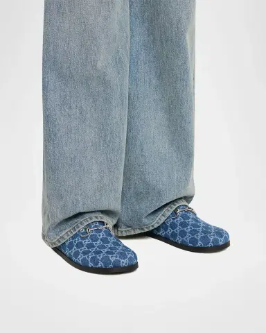 Gucci GG Denim Mules with Horsebit | Thumbnail 2 Gucci GG Denim Mules with Horsebit | Thumbnail 2