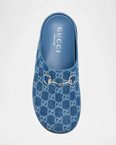 Gucci GG Denim Mules with Horsebit | Thumbnail 6 Gucci GG Denim Mules with Horsebit | Thumbnail 6