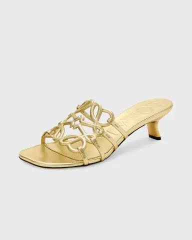 Loewe x Paula's Ibiza 45mm Petal Anagram Metallic Leather Mule Sandals | Thumbnail 2