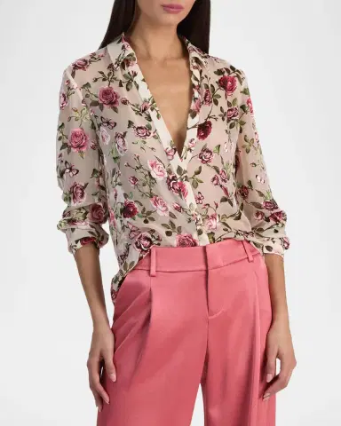 ALICE + OLIVIA Eloise Button-Front Blouse | Thumbnail 4