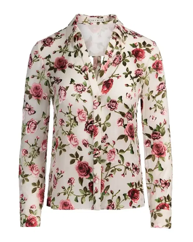ALICE + OLIVIA Eloise Button-Front Blouse