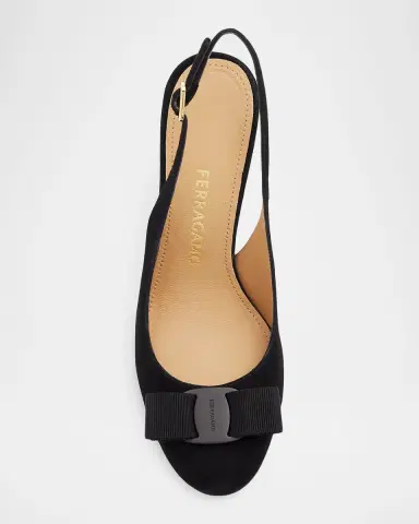 Ferragamo 95mm Vibily Bow Suede Slingback Pumps | Thumbnail 4 Ferragamo 95mm Vibily Bow Suede Slingback Pumps | Thumbnail 4