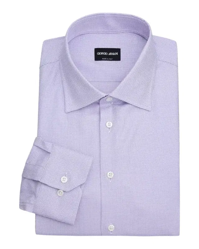 Men 's Cotton Micro-Houndstooth Dress Shirt