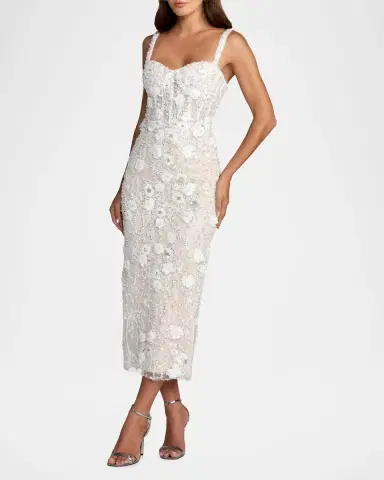 Mac Duggal Beaded Embroidery Fitted Midi-Dress | Thumbnail 2 Mac Duggal Beaded Embroidery Fitted Midi-Dress | Thumbnail 2
