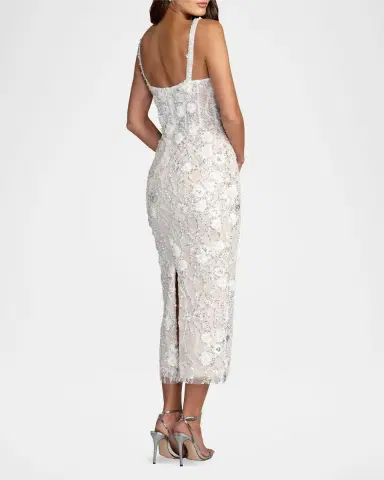 Mac Duggal Beaded Embroidery Fitted Midi-Dress | Thumbnail 3 Mac Duggal Beaded Embroidery Fitted Midi-Dress | Thumbnail 3