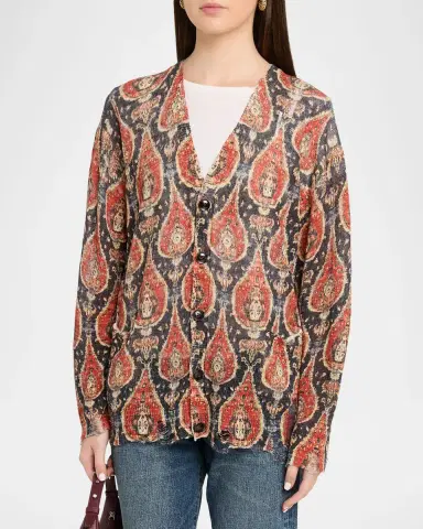 R13 Printed Boyfriend Cardigan | Thumbnail 4 R13 Printed Boyfriend Cardigan | Thumbnail 4
