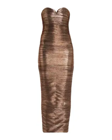 Retrofête Calypsa Strapless Lamé Midi Dress | Thumbnail 1 Retrofête Calypsa Strapless Lamé Midi Dress | Thumbnail 1