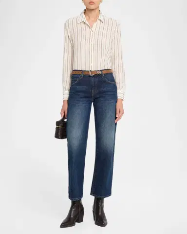 Nili Lotan Gaia Striped Silk Slim Button-Down Shirt | Thumbnail 2 Nili Lotan Gaia Striped Silk Slim Button-Down Shirt | Thumbnail 2