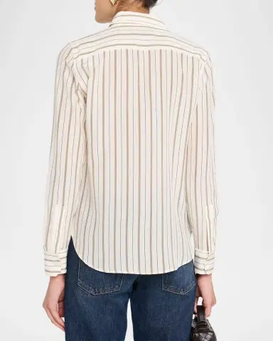 Nili Lotan Gaia Striped Silk Slim Button-Down Shirt | Thumbnail 3 Nili Lotan Gaia Striped Silk Slim Button-Down Shirt | Thumbnail 3