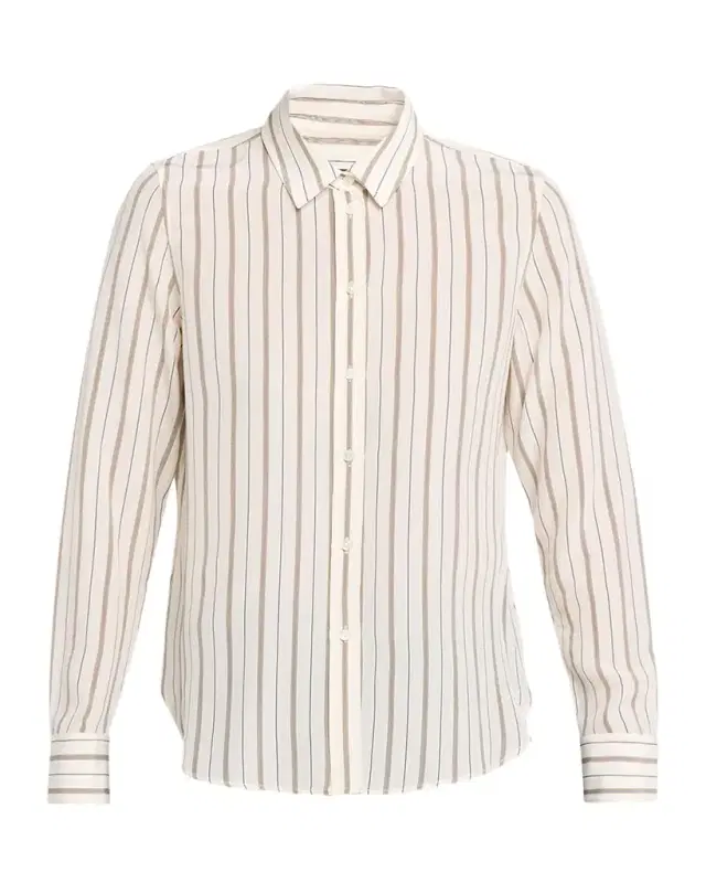 Gaia Striped Silk Slim Button-Down Shirt